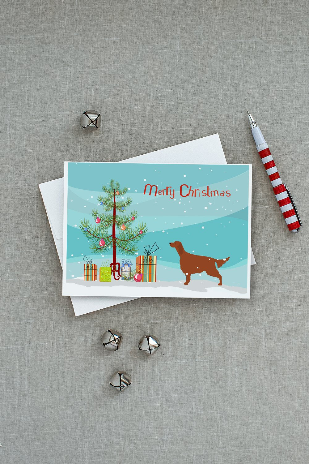 Irish Setter Merry Christmas Tree Greeting Cards and Envelopes Pack of 8 - the-store.com