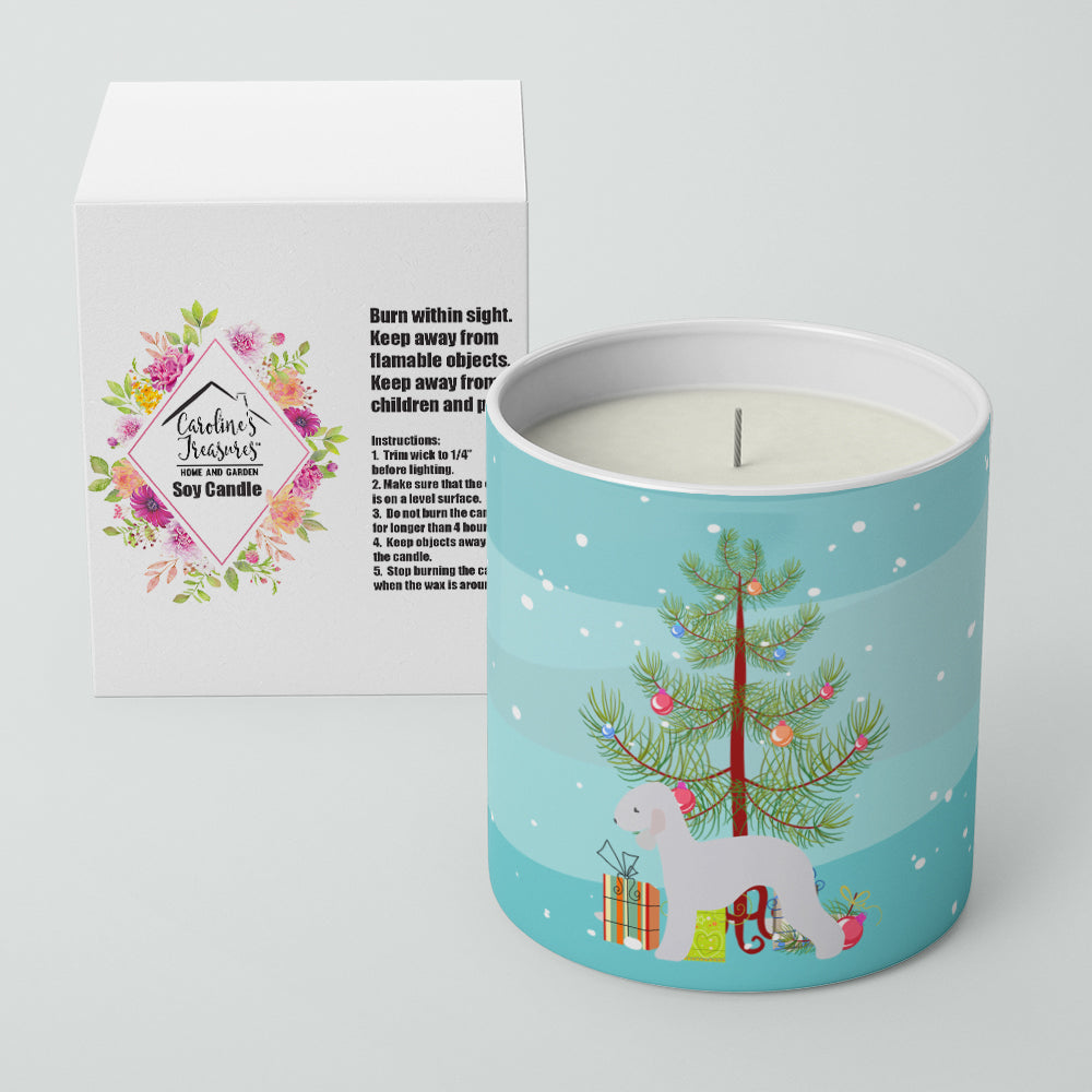Bedlington Terrier Merry Christmas Tree 10 oz Decorative Soy Candle - the-store.com