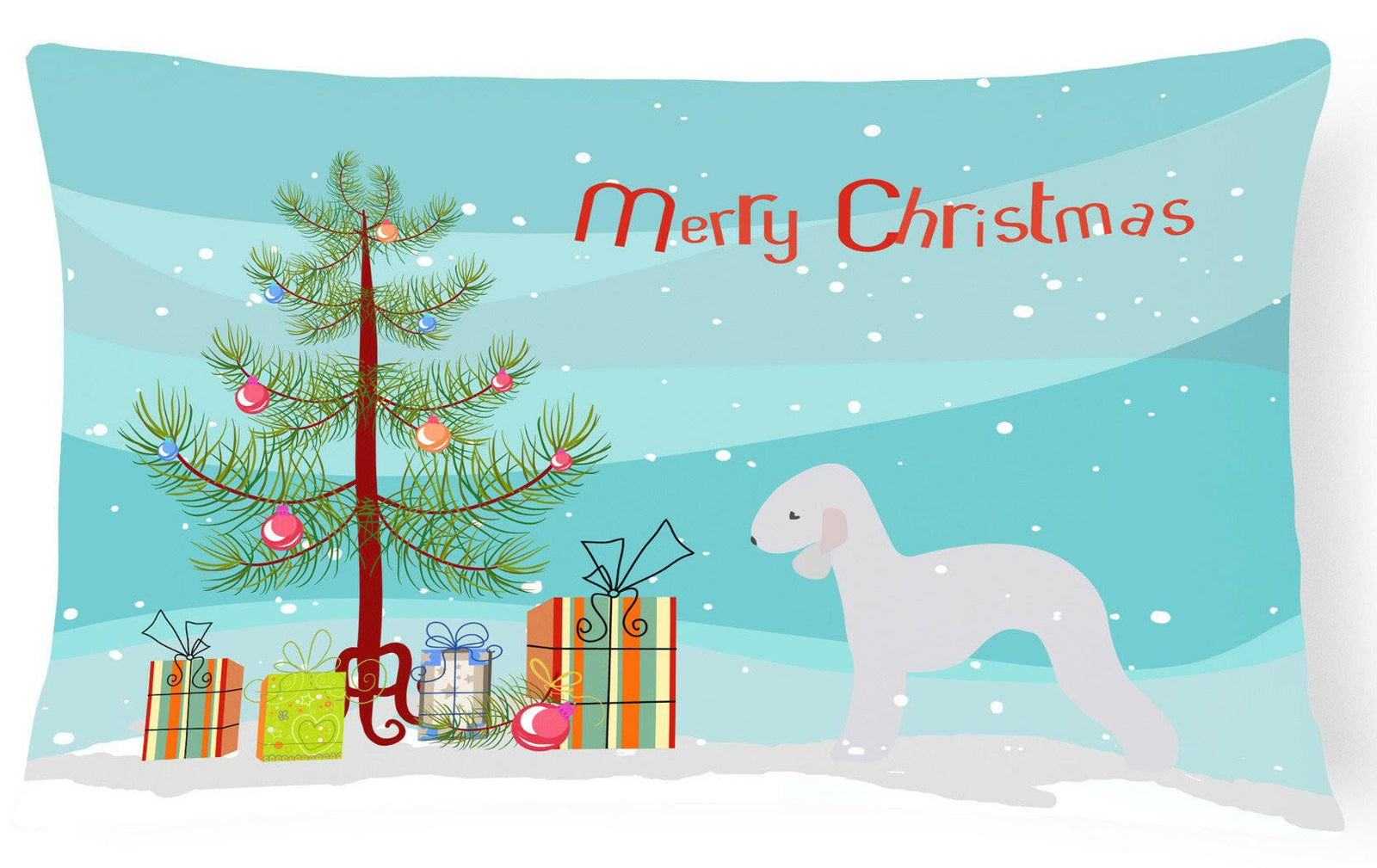 Bedlington Terrier Merry Christmas Tree Canvas Fabric Decorative Pillow BB2912PW1216 by Caroline's Treasures