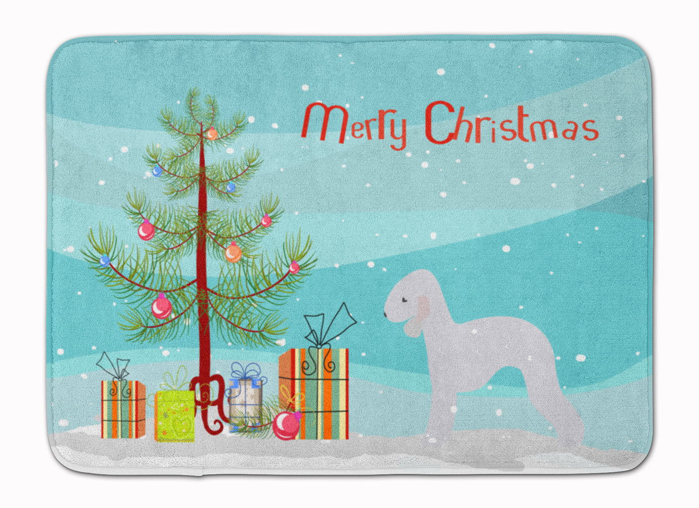 Bedlington Terrier Merry Christmas Tree Machine Washable Memory Foam Mat BB2912RUG - the-store.com