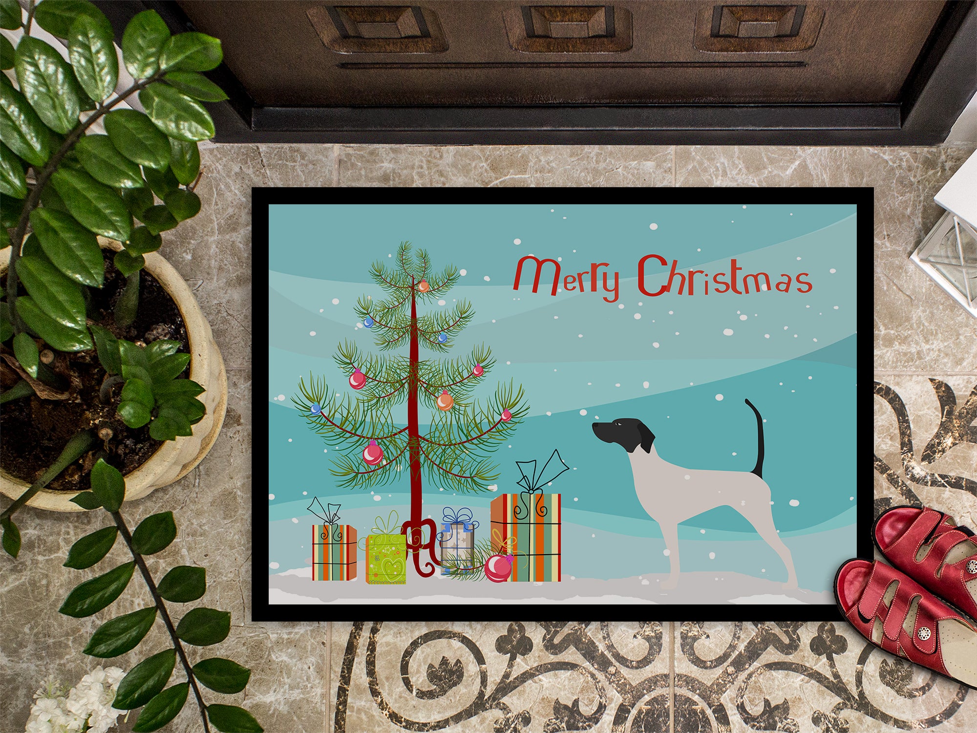 English Pointer Merry Christmas Tree Indoor or Outdoor Mat 18x27 BB2913MAT - the-store.com