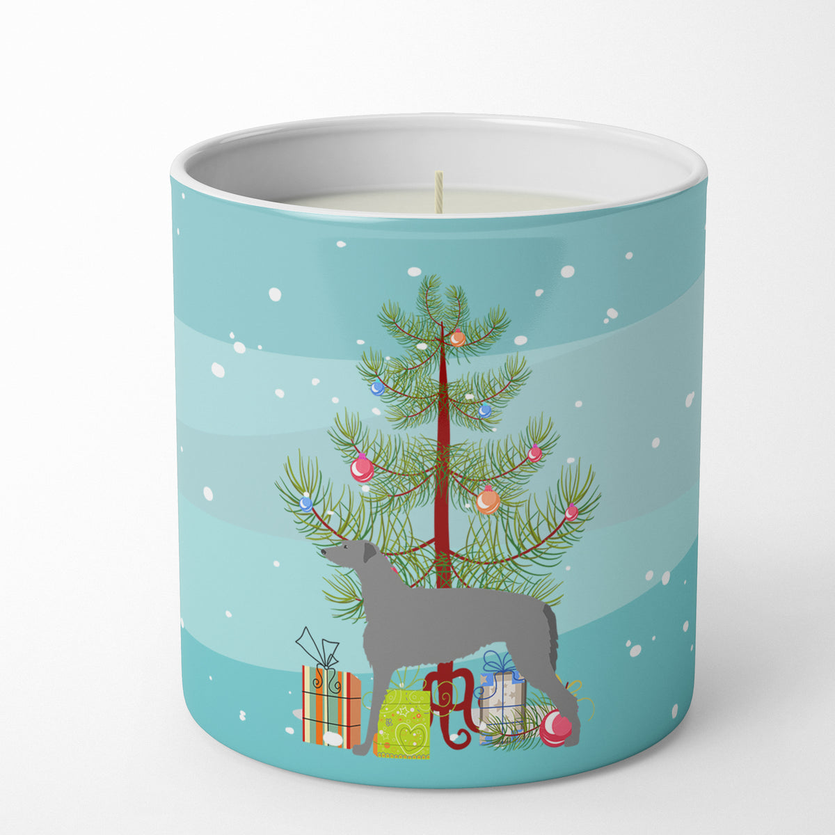 Buy this Scottish Deerhound Merry Christmas Tree 10 oz Decorative Soy Candle
