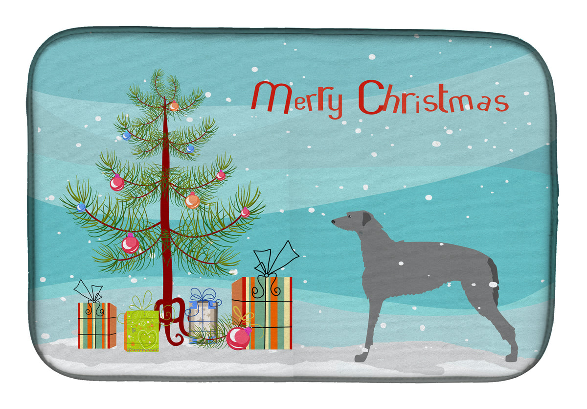 Scottish Deerhound Merry Christmas Tree Dish Drying Mat BB2914DDM