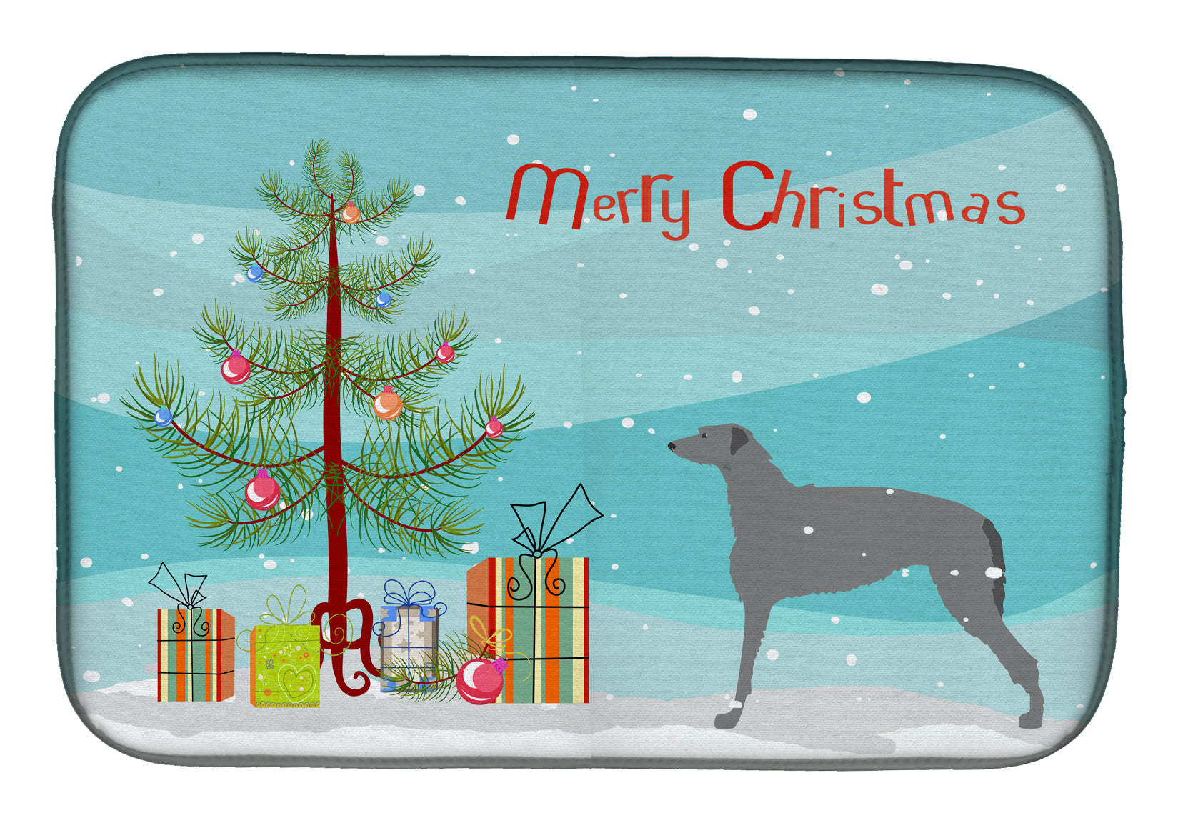 Scottish Deerhound Merry Christmas Tree Dish Drying Mat BB2914DDM  the-store.com.