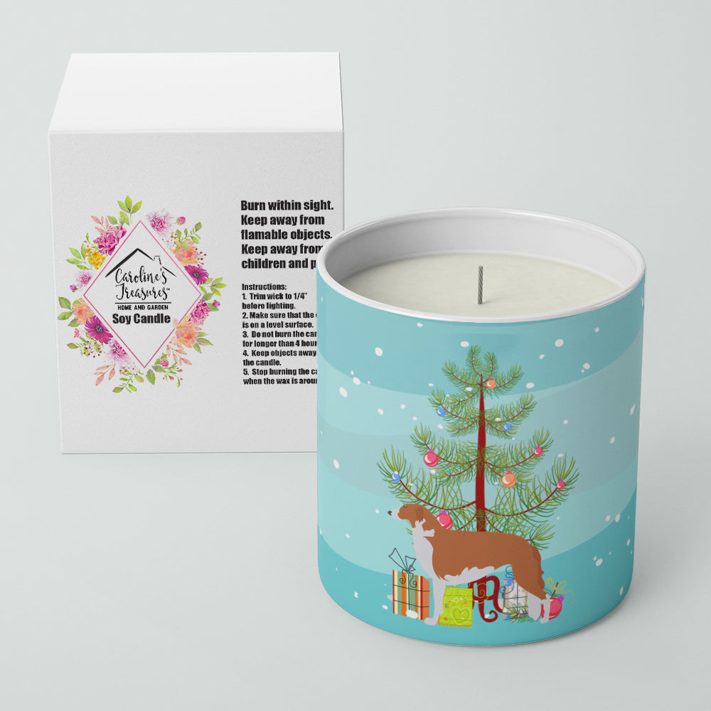 Borzoi Russian Greyhound Merry Christmas Tree 10 oz Decorative Soy Candle - the-store.com