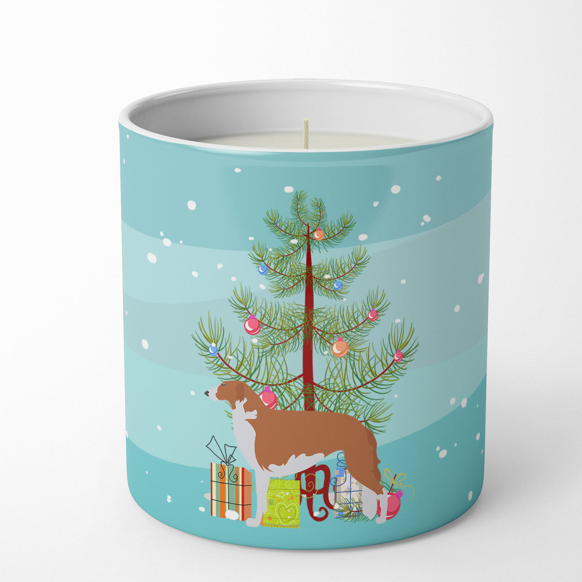 Buy this Borzoi Russian Greyhound Merry Christmas Tree 10 oz Decorative Soy Candle
