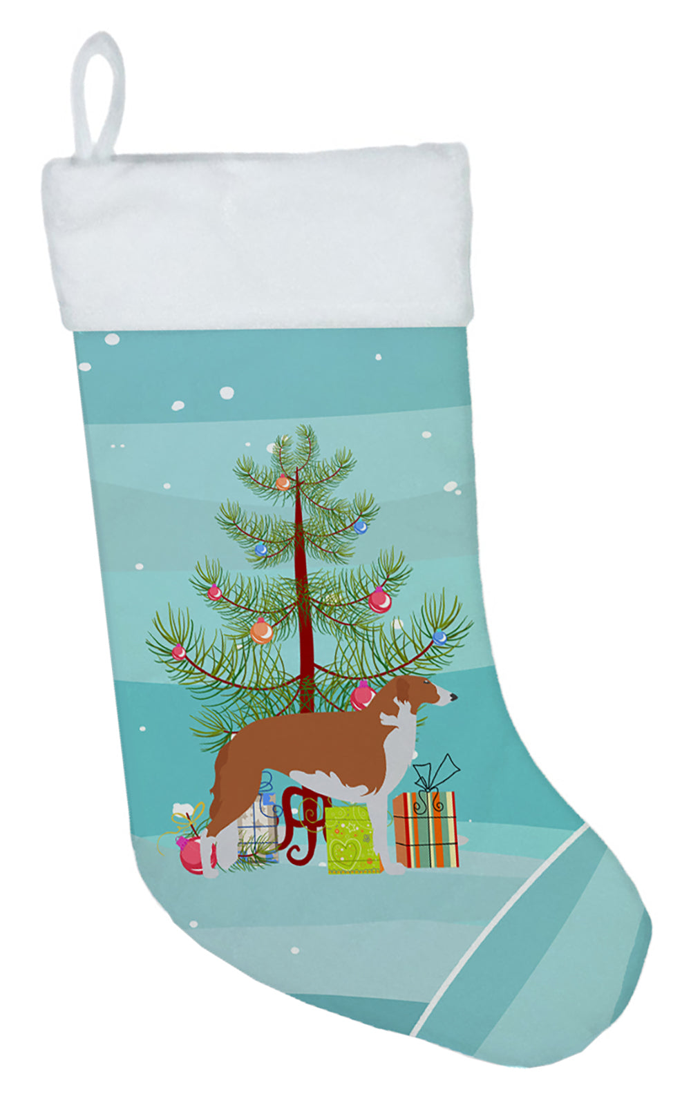 Borzoi Russian Greyhound Merry Christmas Tree Christmas Stocking BB2917CS