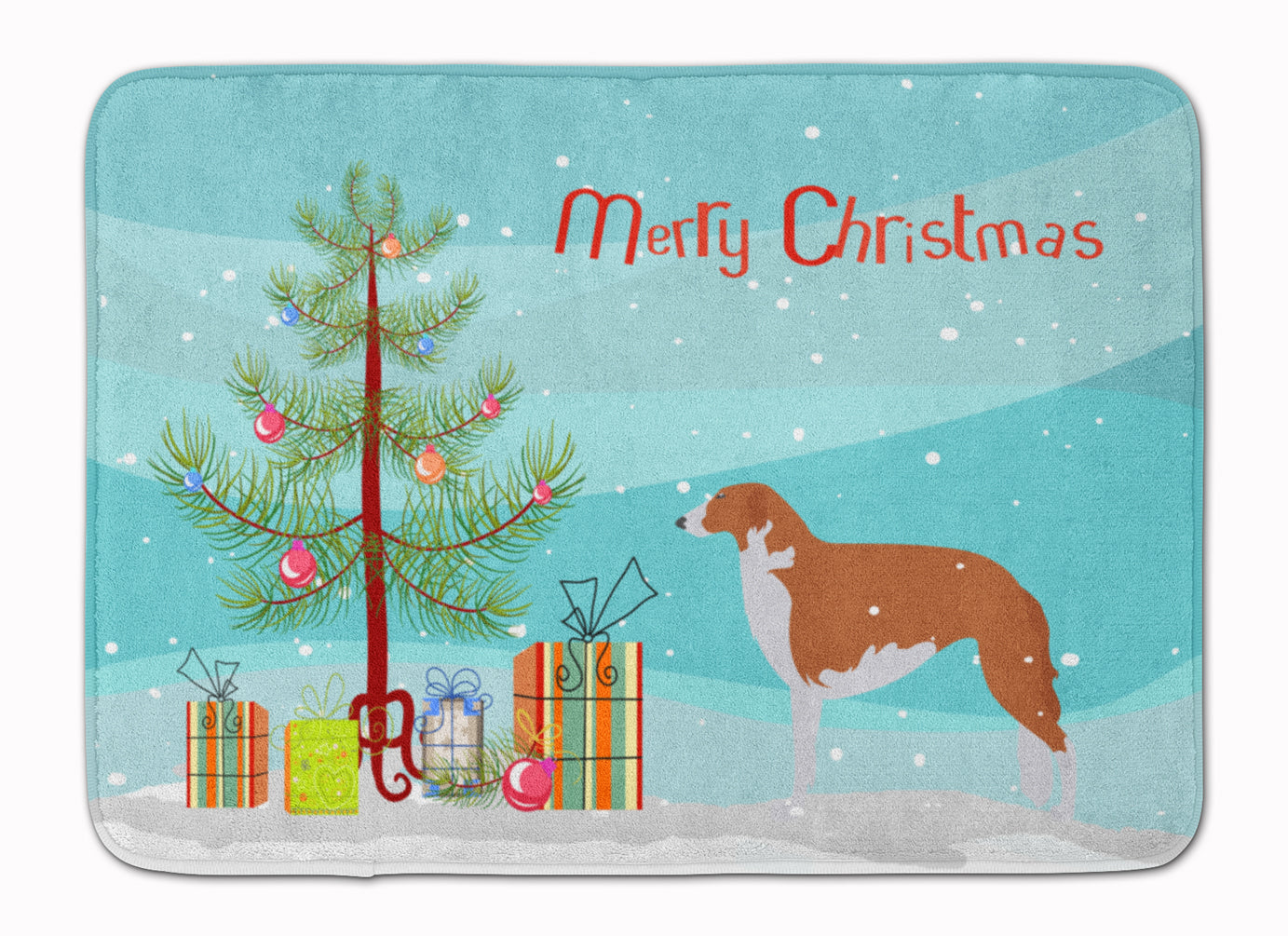 Borzoi Russian Greyhound Merry Christmas Tree Machine Washable Memory Foam Mat BB2917RUG - the-store.com