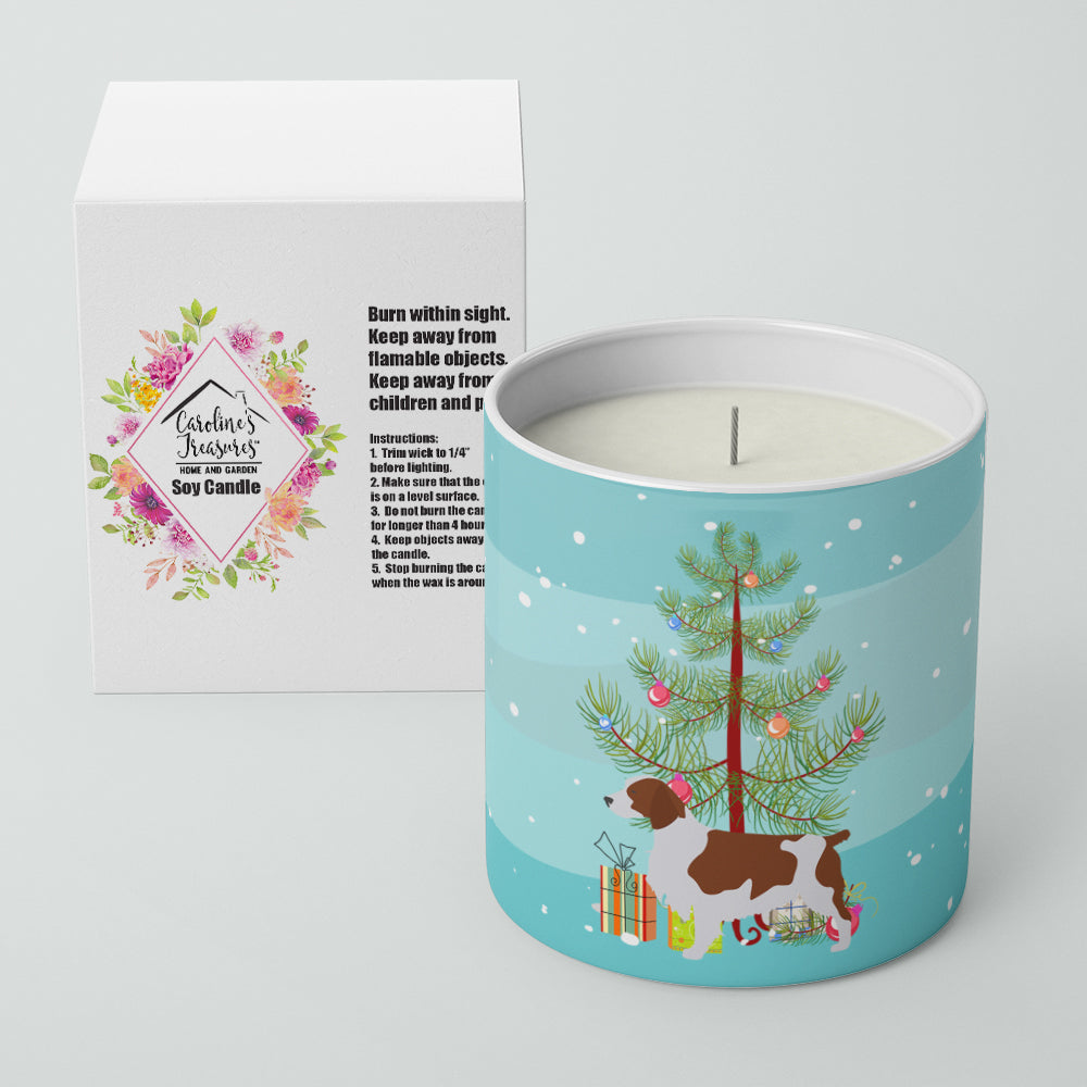Caroline's Treasures Welsh Springer Spaniel Merry Christmas Tree 10 oz Decorative Soy Candle