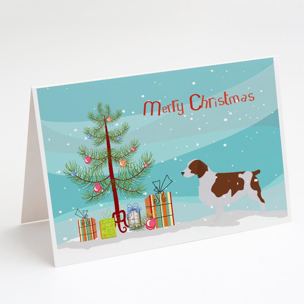 Buy this Welsh Springer Spaniel Merry Christmas Tree Greeting Cards and Envelopes Pack of 8