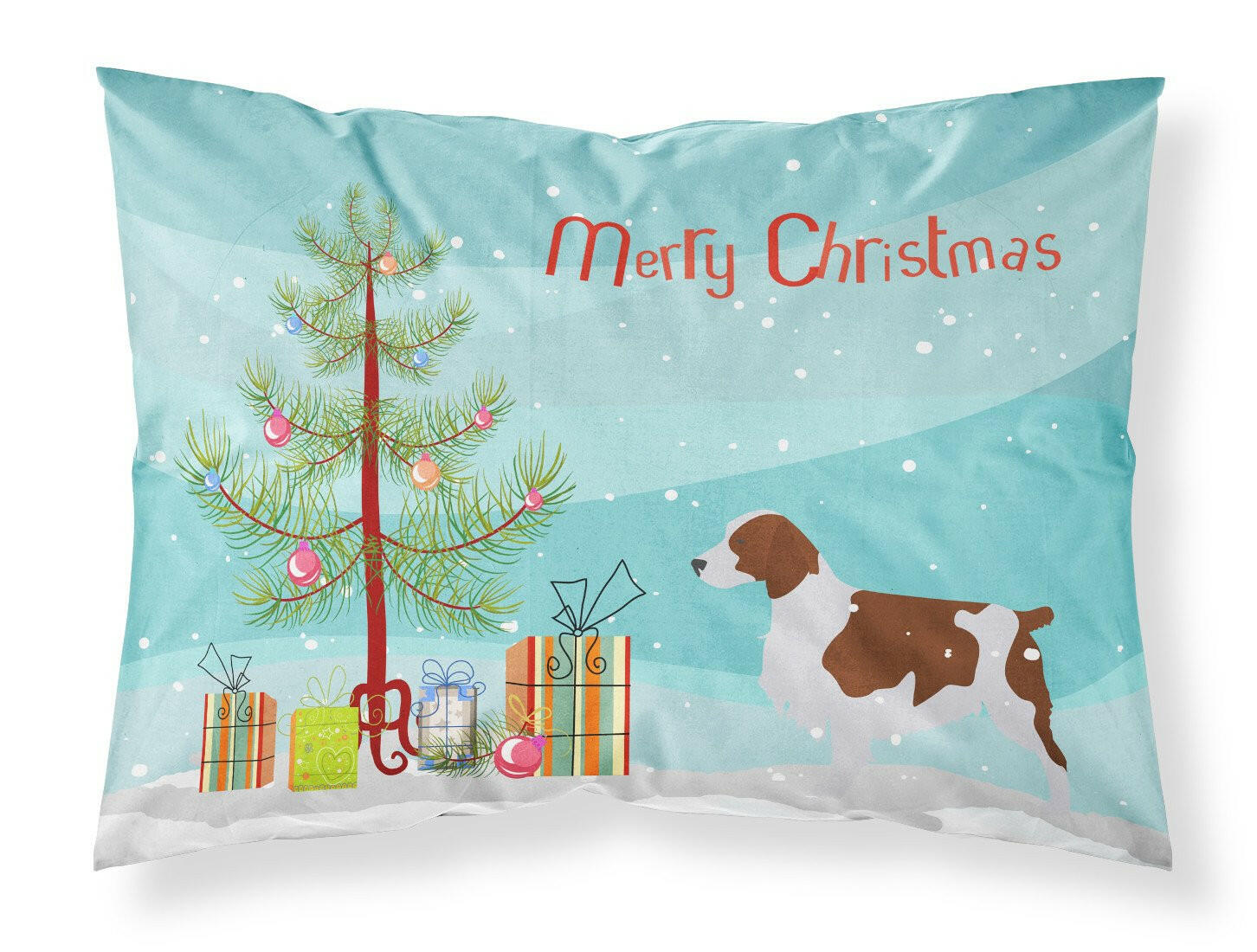 Welsh Springer Spaniel Merry Christmas Tree Fabric Standard Pillowcase BB2918PILLOWCASE by Caroline's Treasures