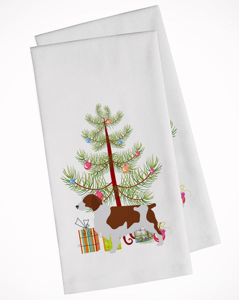 Welsh Springer Spaniel Merry Christmas Tree White Kitchen Towel Set of 2 BB2918WTKT by Caroline's Treasures