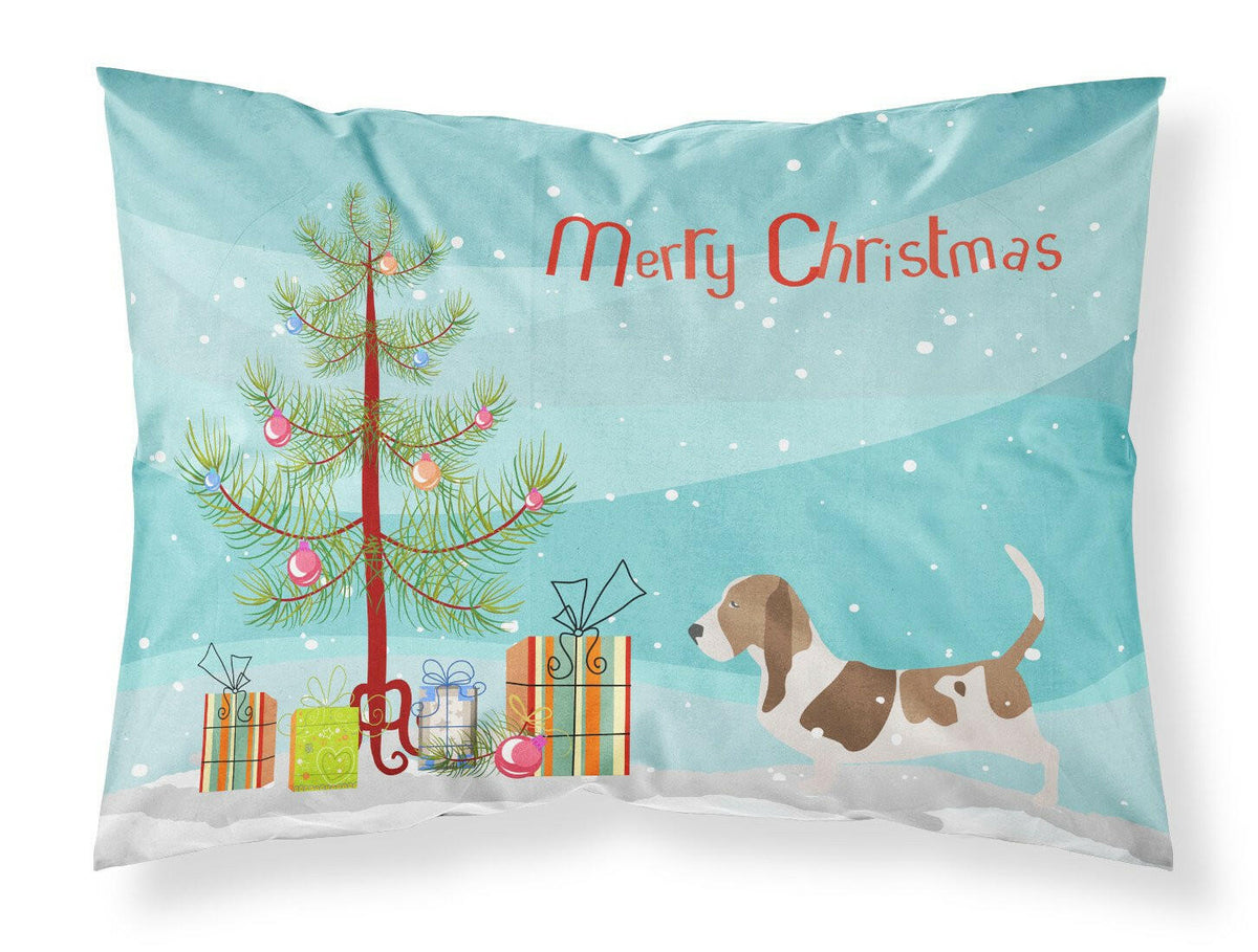 Basset Hound Merry Christmas Tree Fabric Standard Pillowcase BB2920PILLOWCASE by Caroline&#39;s Treasures