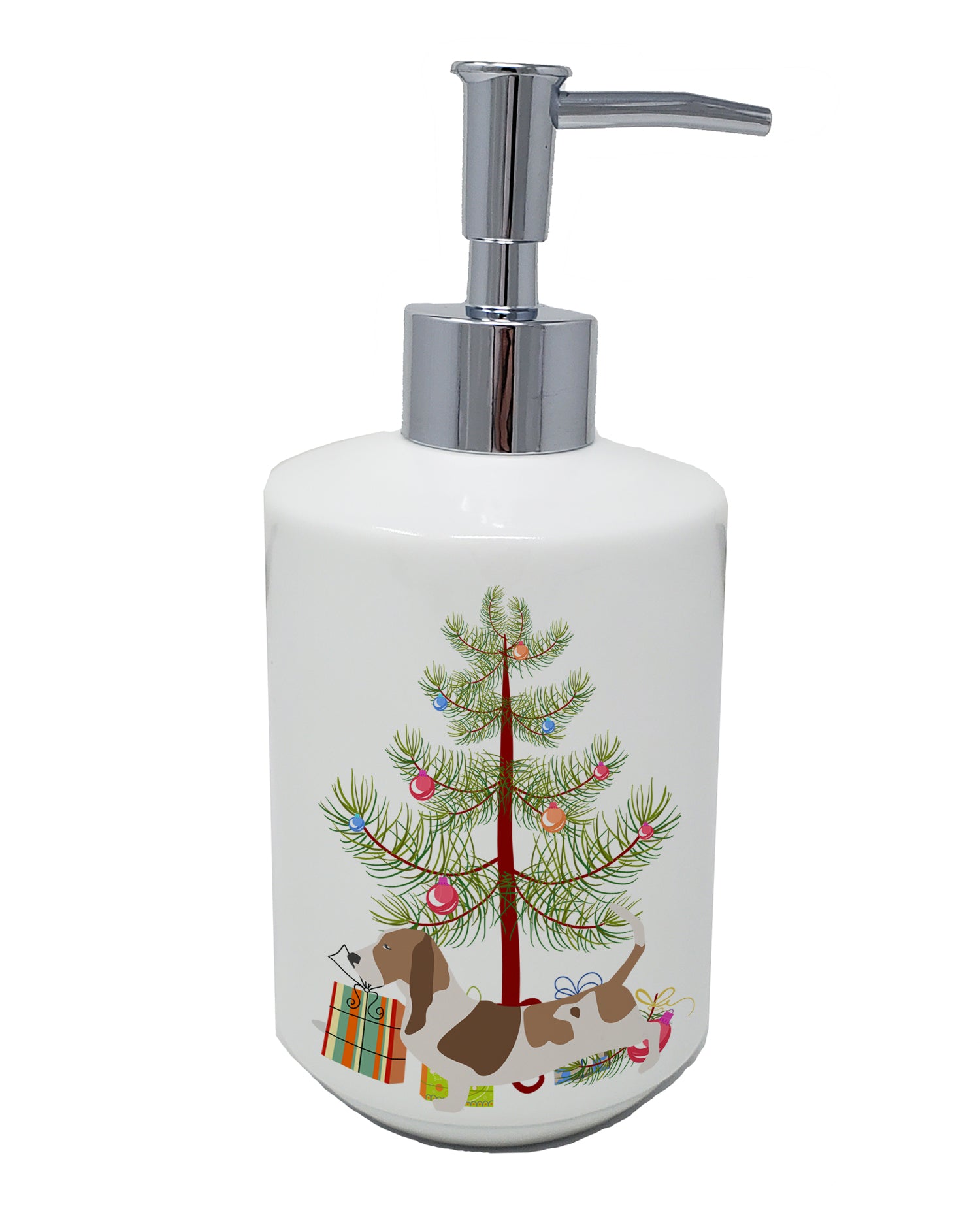 Buy this Basset Hound Merry Christmas Tree Ceramic Soap Dispenser
