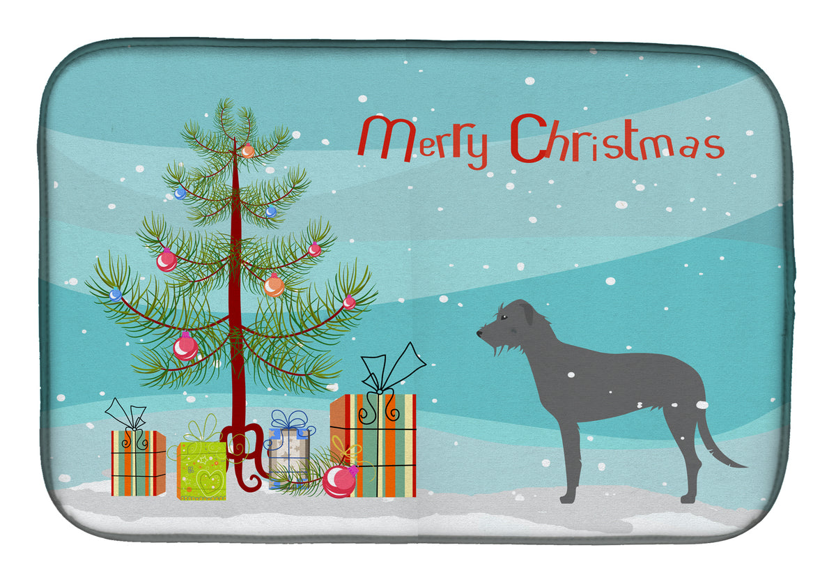 Irish Wolfhound Merry Christmas Tree Dish Drying Mat BB2921DDM  the-store.com.