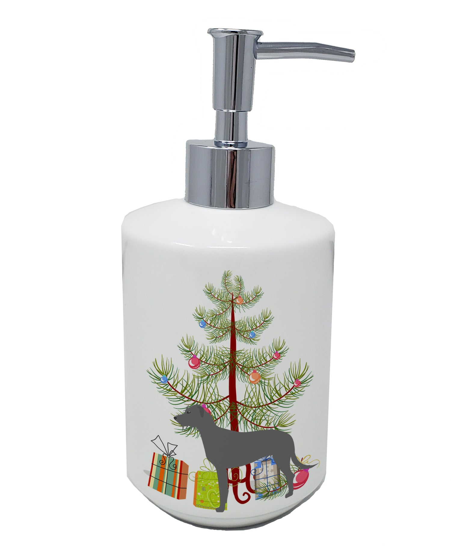 Buy this Irish Wolfhound Merry Christmas Tree Ceramic Soap Dispenser