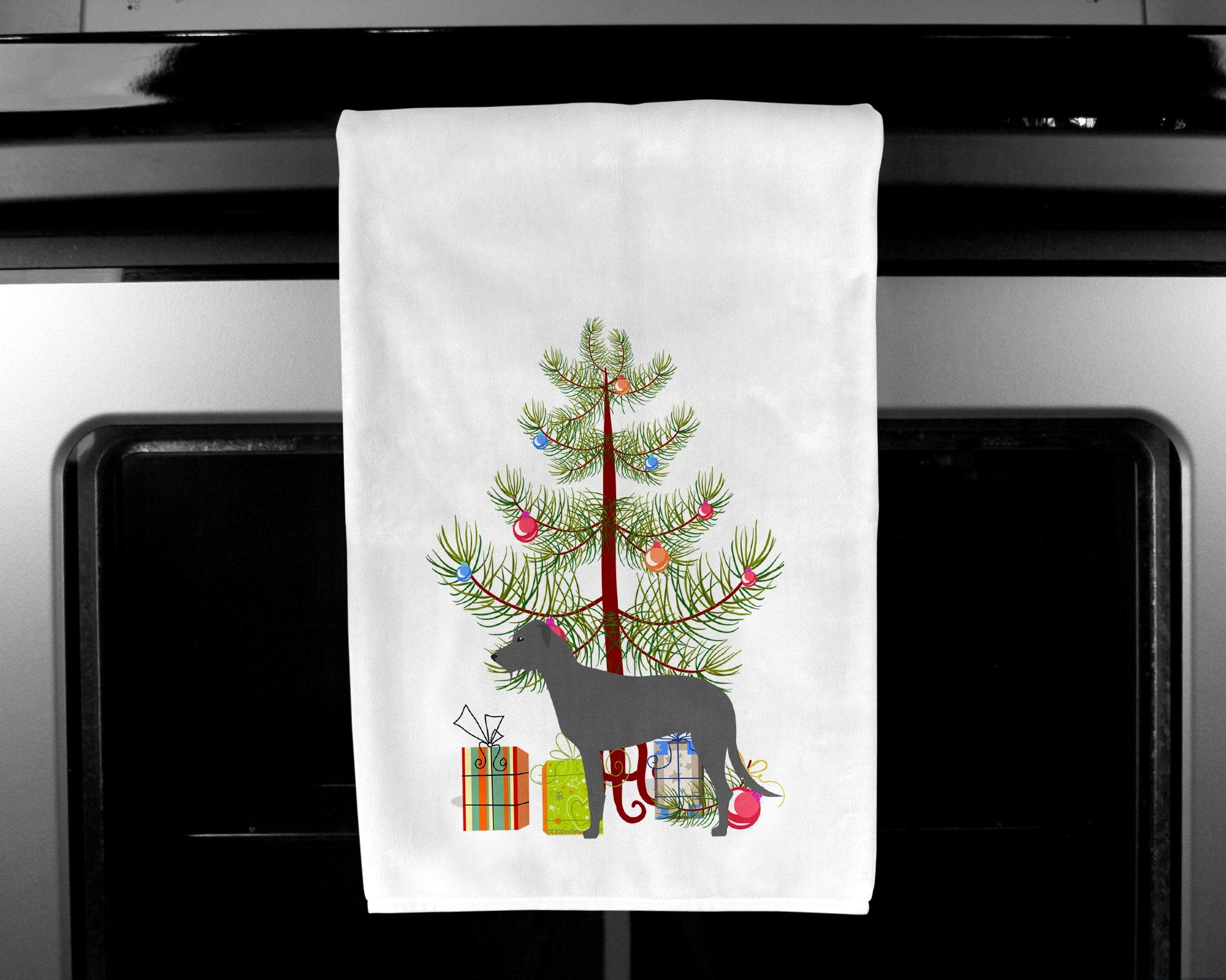 Irish Wolfhound Merry Christmas Tree White Kitchen Towel Set of 2 BB2921WTKT by Caroline's Treasures