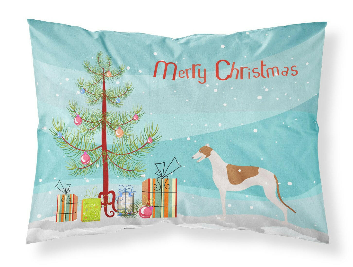 Greyhound Merry Christmas Tree Fabric Standard Pillowcase BB2923PILLOWCASE by Caroline's Treasures