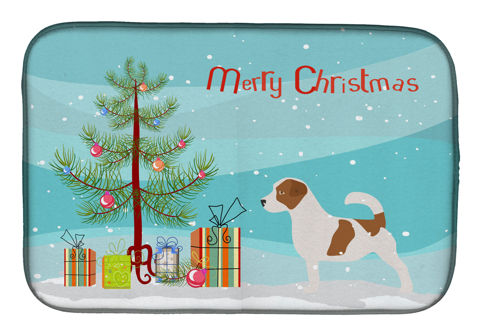 Jack Russell Terrier Merry Christmas Tree Dish Drying Mat BB2925DDM