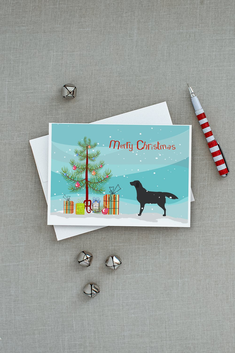 Black Labrador Retriever Merry Christmas Tree Greeting Cards and Envelopes Pack of 8 - the-store.com