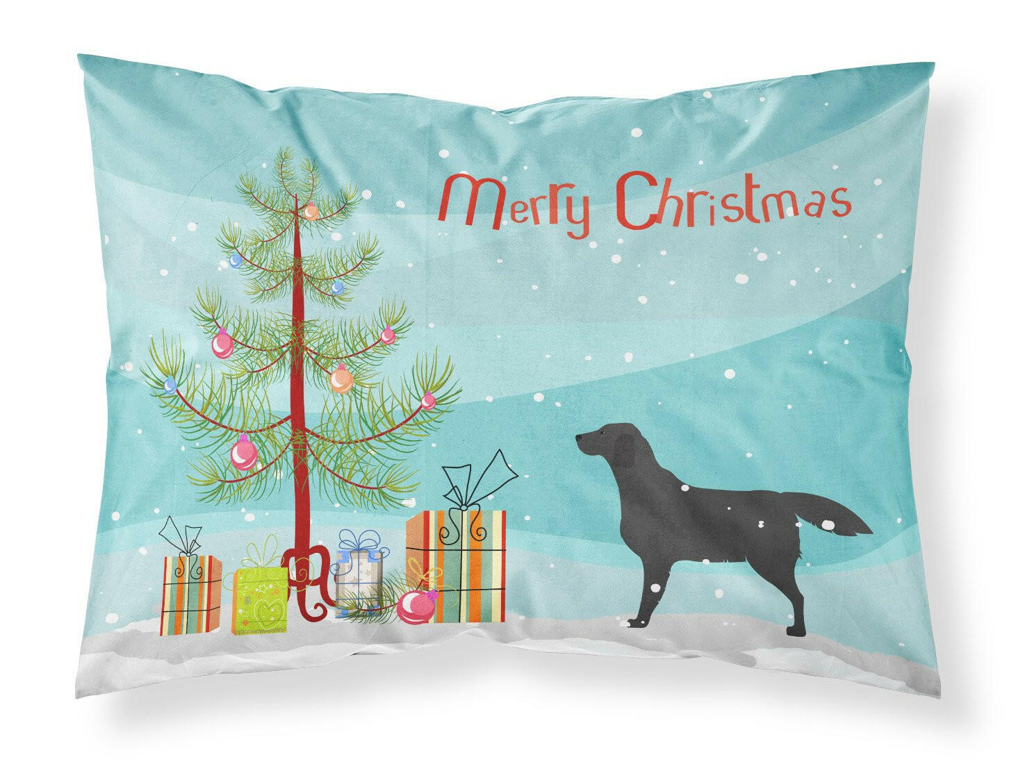 Black Labrador Retriever Merry Christmas Tree Fabric Standard Pillowcase BB2926PILLOWCASE by Caroline's Treasures