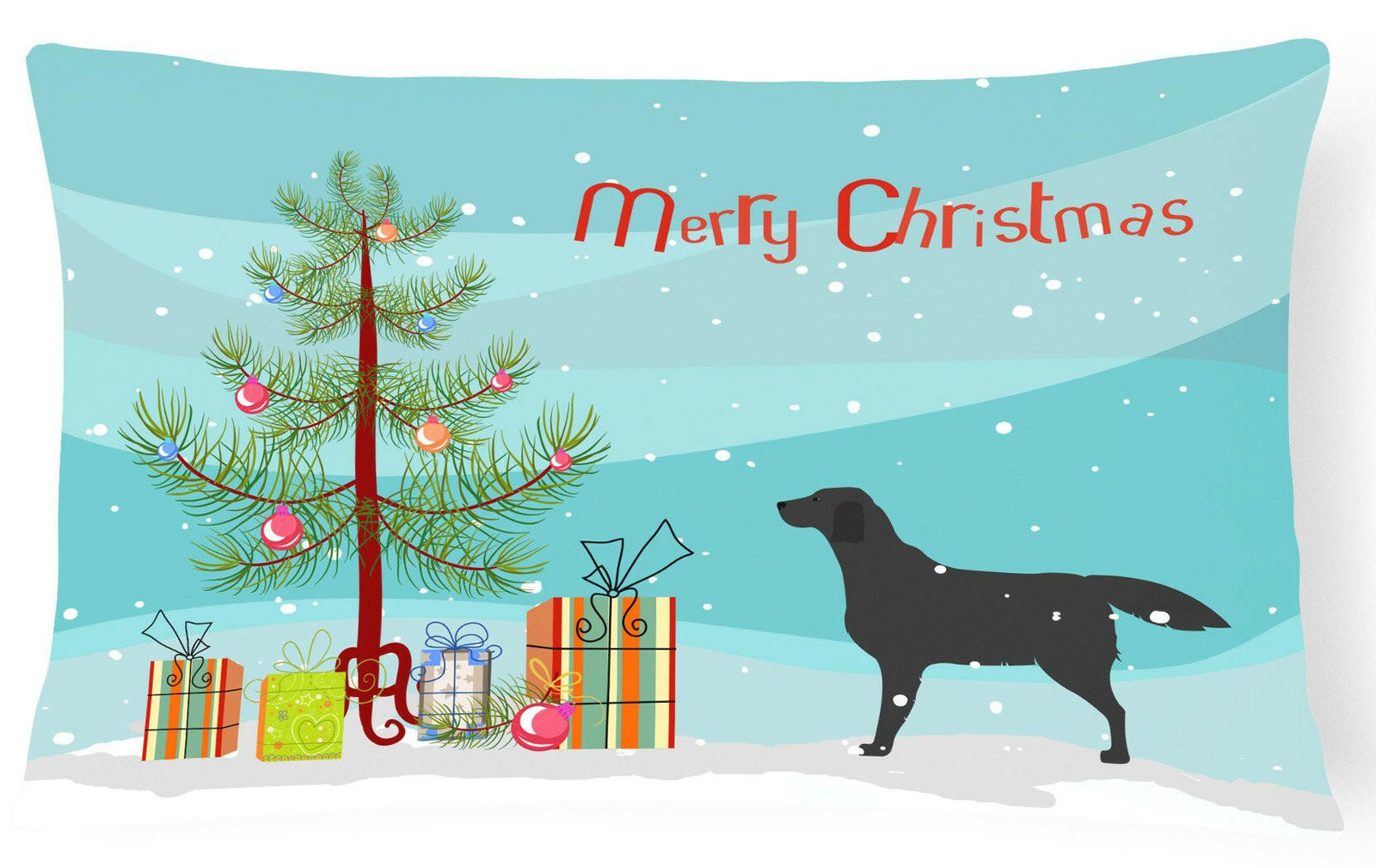 Black Labrador Retriever Merry Christmas Tree Canvas Fabric Decorative Pillow BB2926PW1216 by Caroline's Treasures