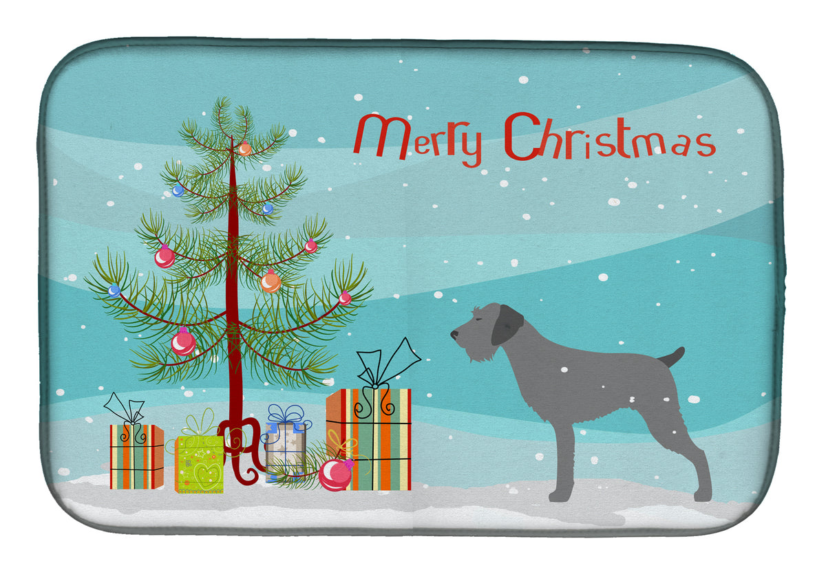 German Wirehaired Pointer Merry Christmas Tree Dish Drying Mat BB2929DDM