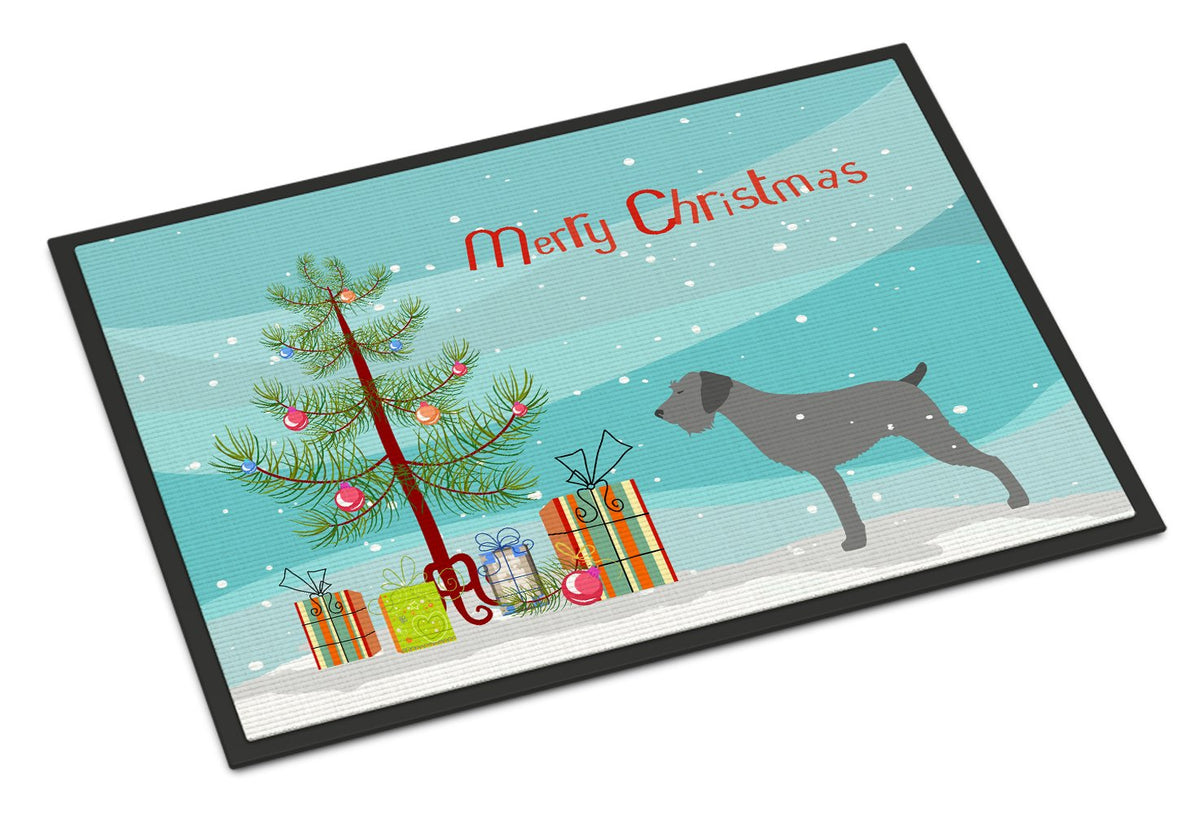 German Wirehaired Pointer Merry Christmas Tree Indoor or Outdoor Mat 24x36 BB2929JMAT by Caroline&#39;s Treasures