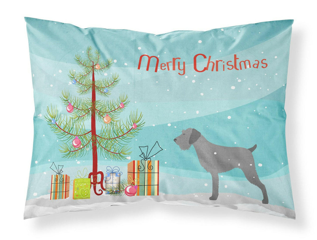 German Wirehaired Pointer Merry Christmas Tree Fabric Standard Pillowcase BB2929PILLOWCASE by Caroline&#39;s Treasures