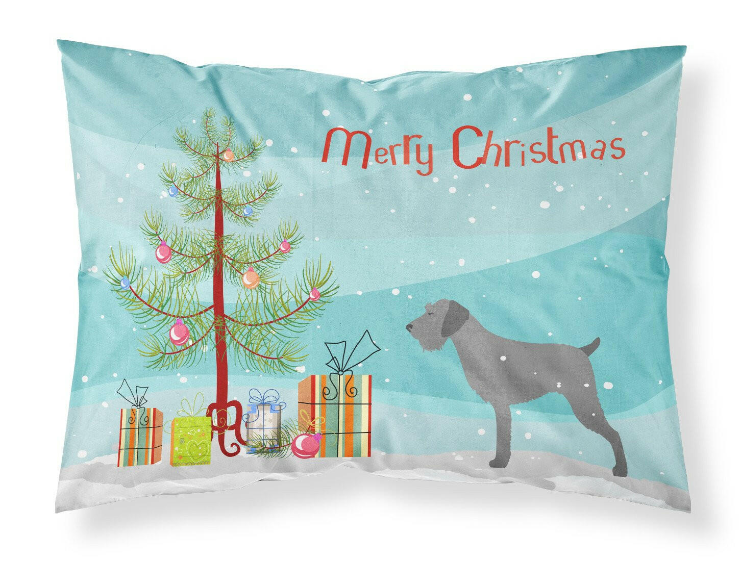 German Wirehaired Pointer Merry Christmas Tree Fabric Standard Pillowcase BB2929PILLOWCASE by Caroline's Treasures