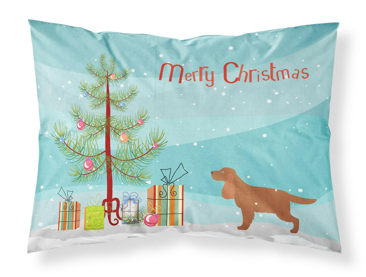 English Cocker Spaniel Merry Christmas Tree Fabric Standard Pillowcase BB2930PILLOWCASE by Caroline's Treasures