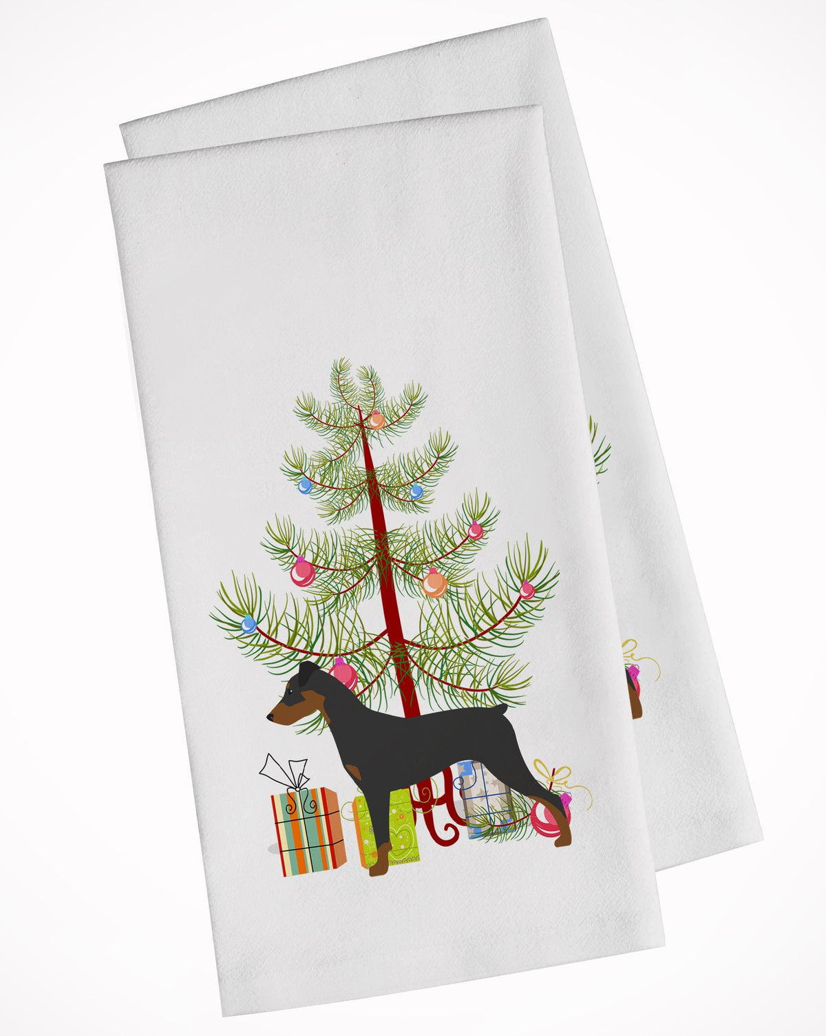 German Pinscher Merry Christmas Tree White Kitchen Towel Set of 2 BB2931WTKT by Caroline&#39;s Treasures
