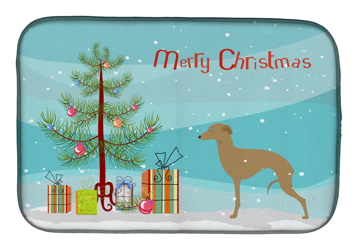 Italian Greyhound Merry Christmas Tree Dish Drying Mat BB2932DDM
