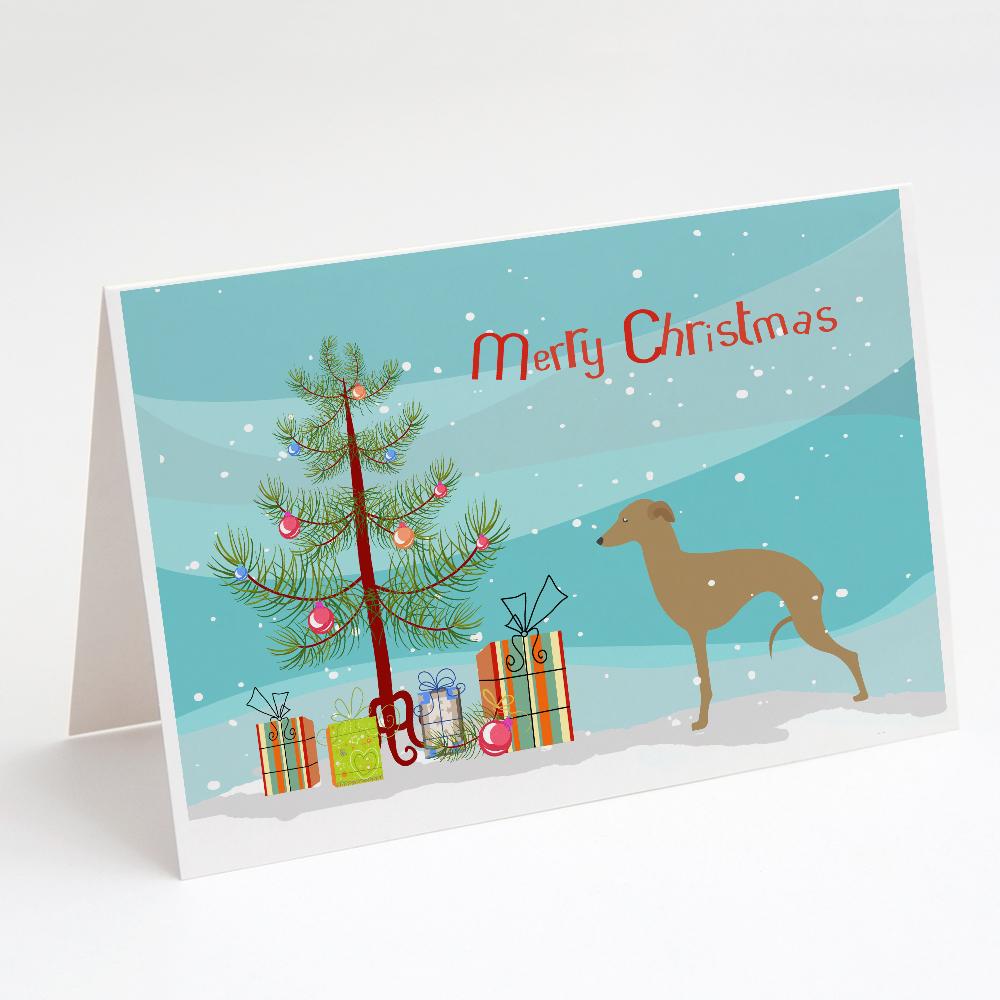 Buy this Italian Greyhound Merry Christmas Tree Greeting Cards and Envelopes Pack of 8