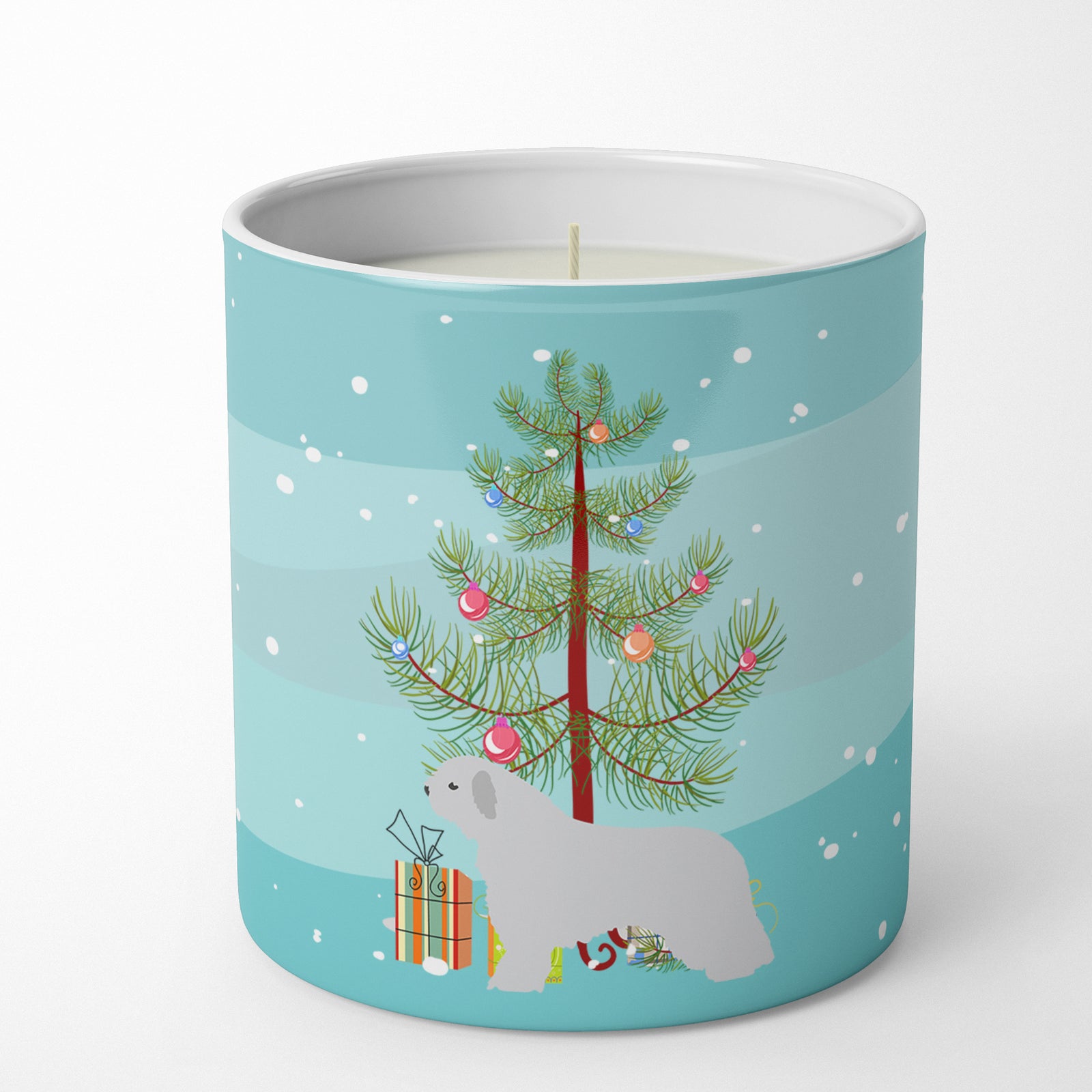 Caroline's Treasures Spanish Water Dog Merry Christmas Tree 10 oz Decorative Soy Candle