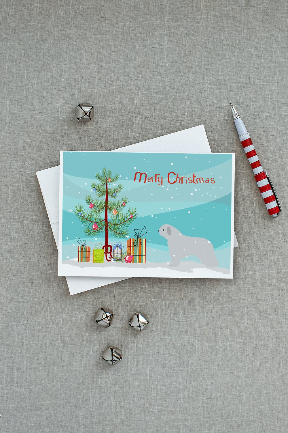 Spanish Water Dog Merry Christmas Tree Greeting Cards and Envelopes Pack of 8 - the-store.com