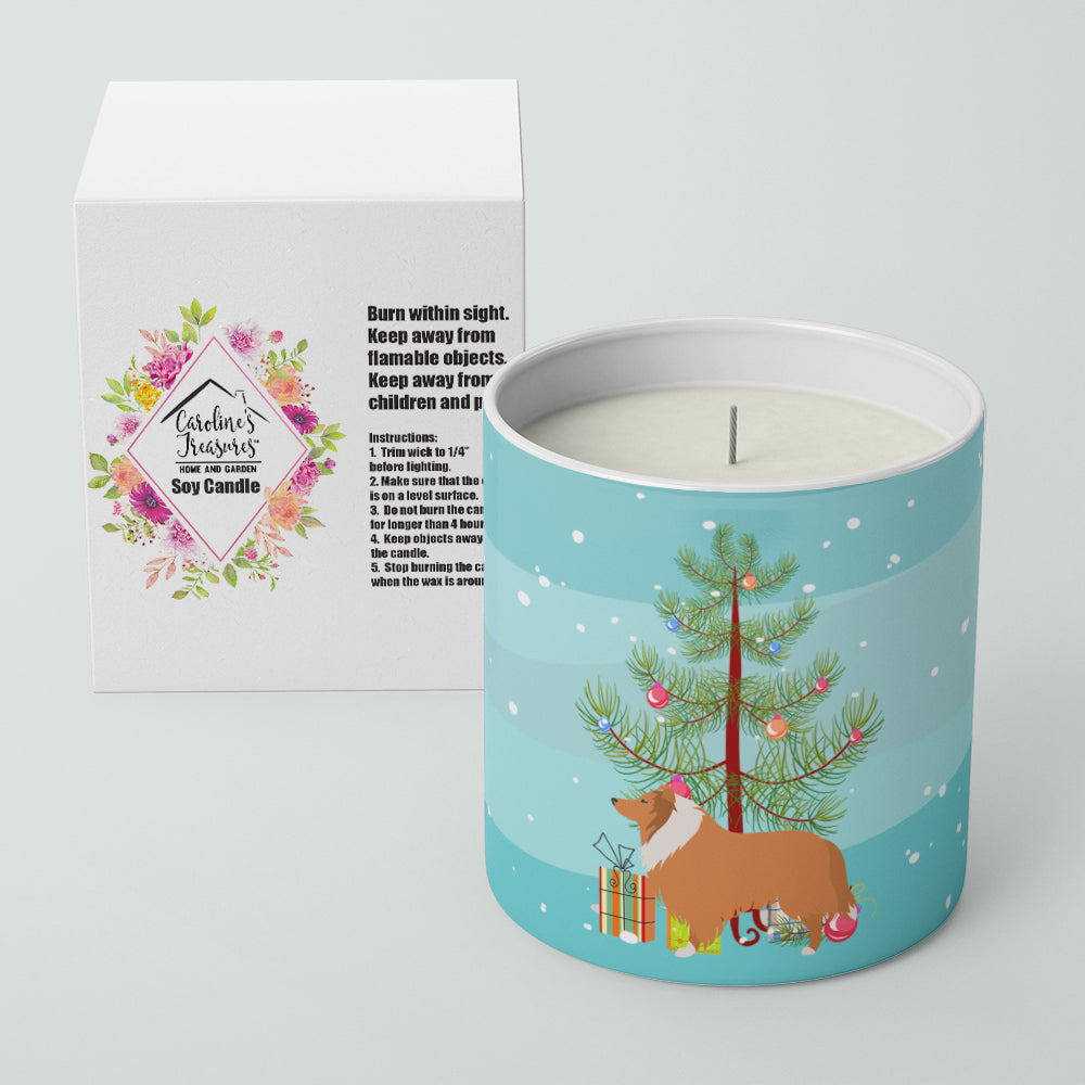Collie Dog Merry Christmas Tree 10 oz Decorative Soy Candle - the-store.com