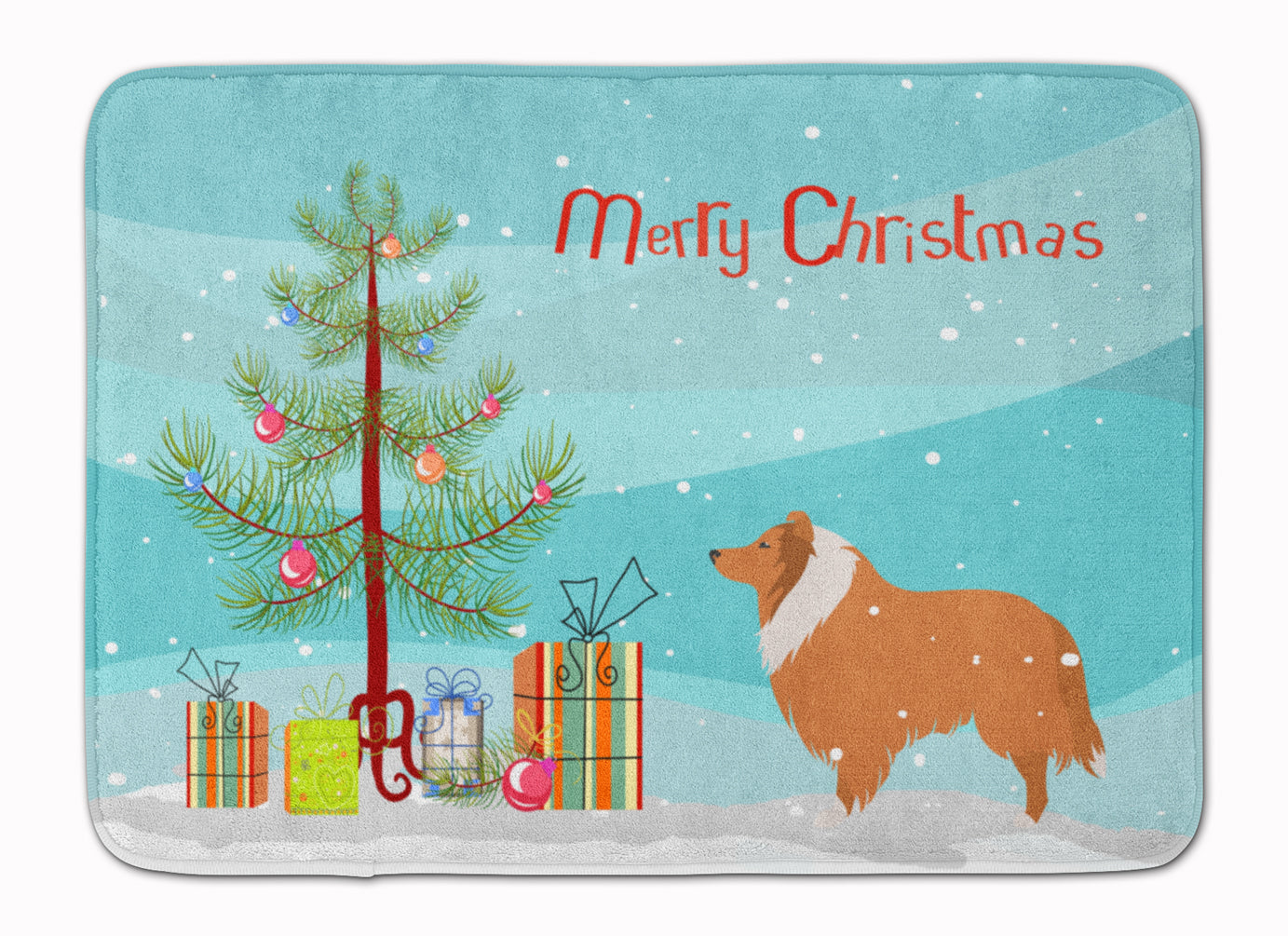 Collie Dog Merry Christmas Tree Machine Washable Memory Foam Mat BB2934RUG - the-store.com
