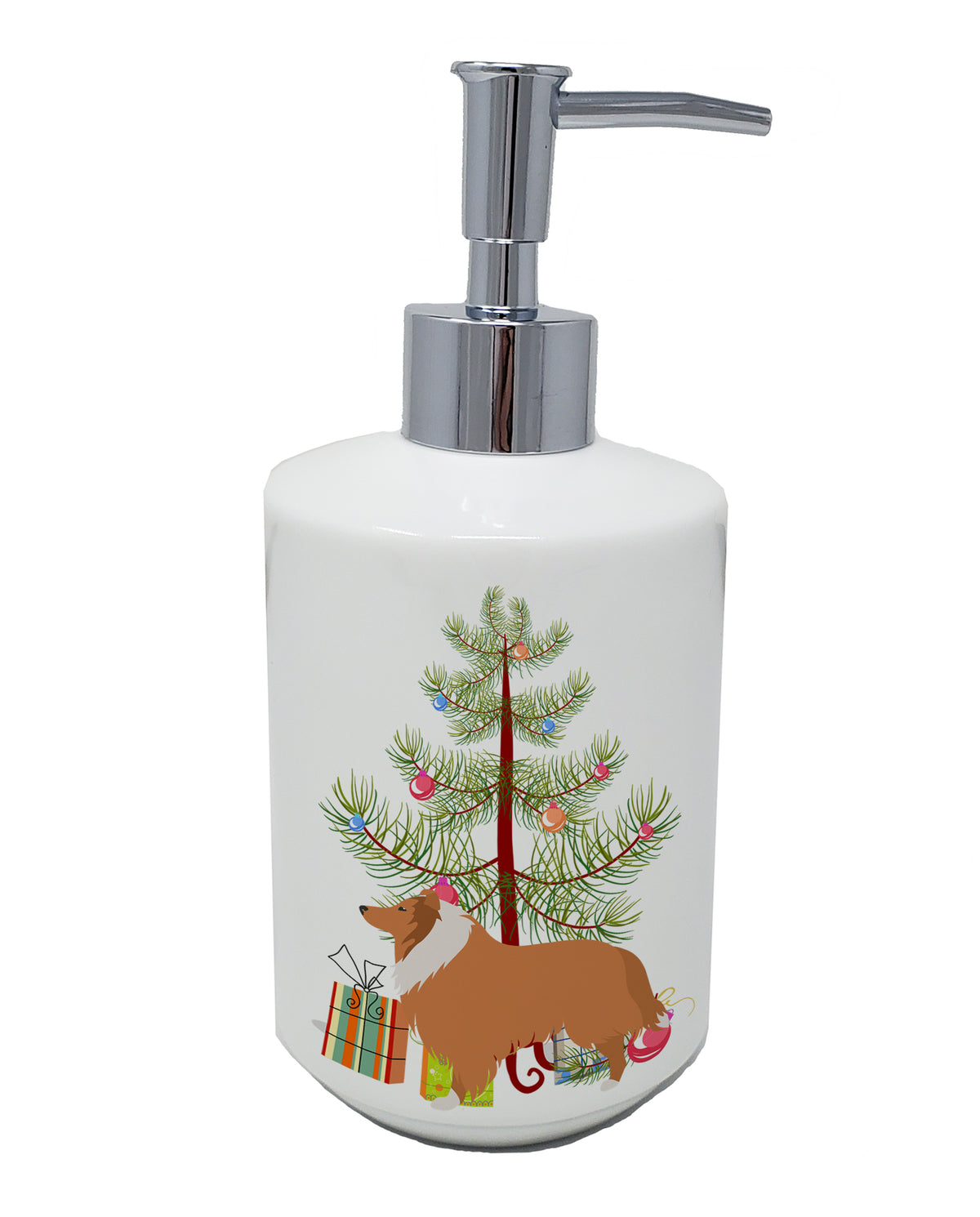 Buy this Collie Dog Merry Christmas Tree Ceramic Soap Dispenser