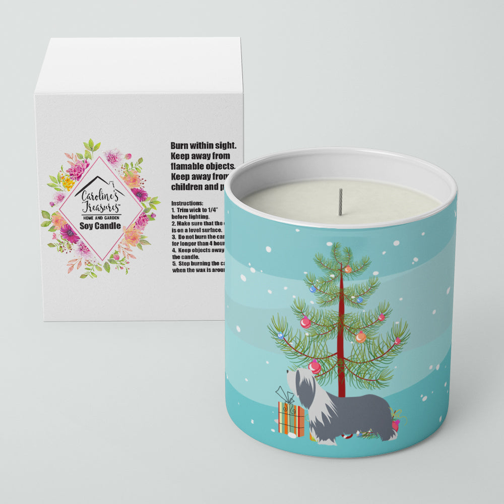Caroline's Treasures Bearded Collie Dog Merry Christmas Tree 10 oz Decorative Soy Candle