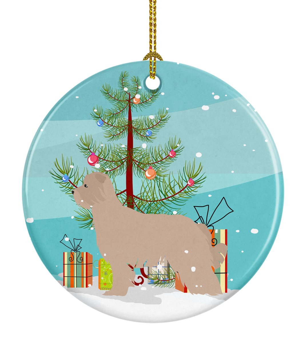 Pyrenean Shepherd Dog Merry Christmas Tree Ceramic Ornament BB2936CO1 by Caroline&#39;s Treasures