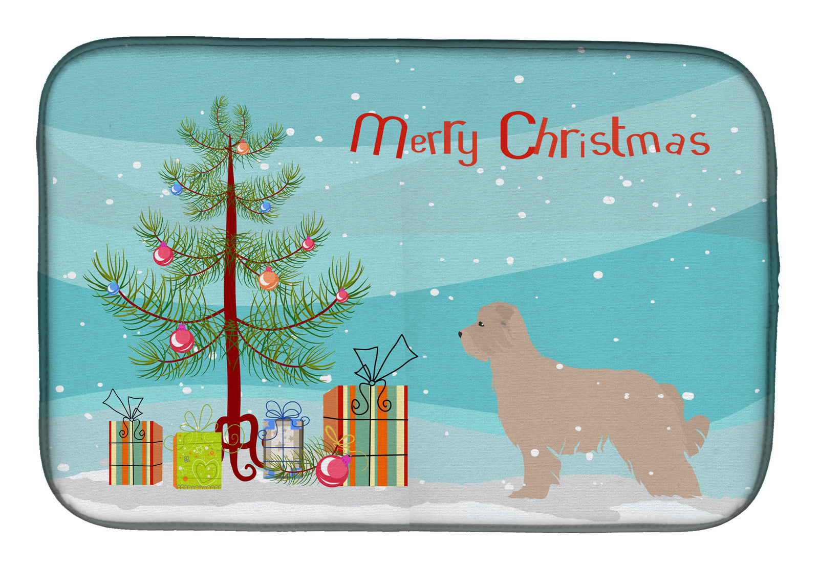 Pyrenean Shepherd Dog Merry Christmas Tree Dish Drying Mat BB2936DDM