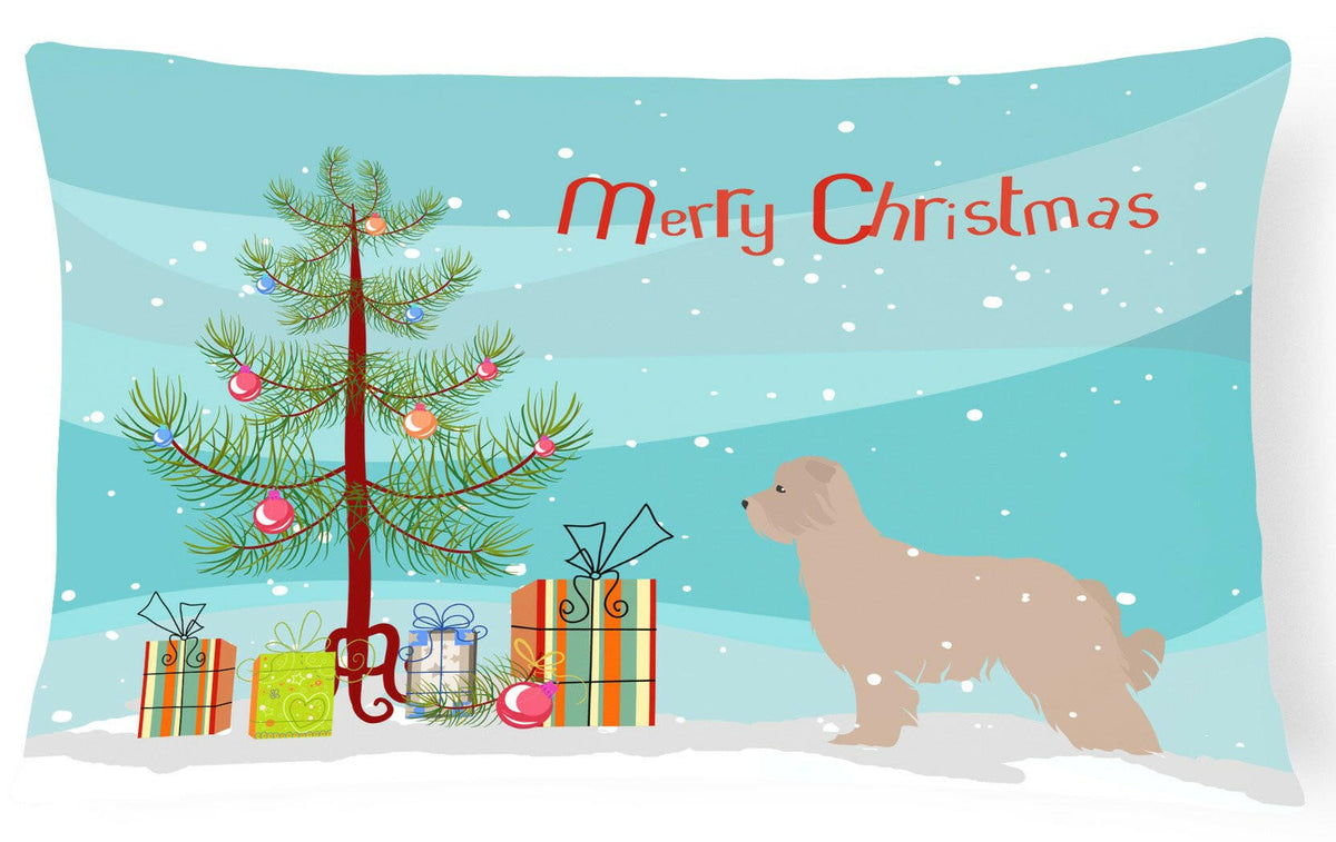 Pyrenean Shepherd Dog Merry Christmas Tree Canvas Fabric Decorative Pillow BB2936PW1216 by Caroline&#39;s Treasures