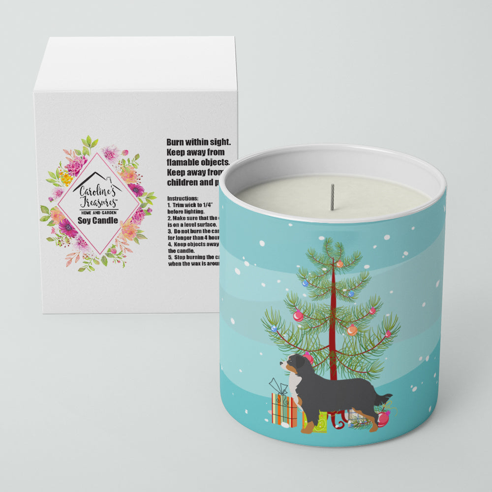 Bernese Mountain Dog Merry Christmas Tree 10 oz Decorative Soy Candle - the-store.com