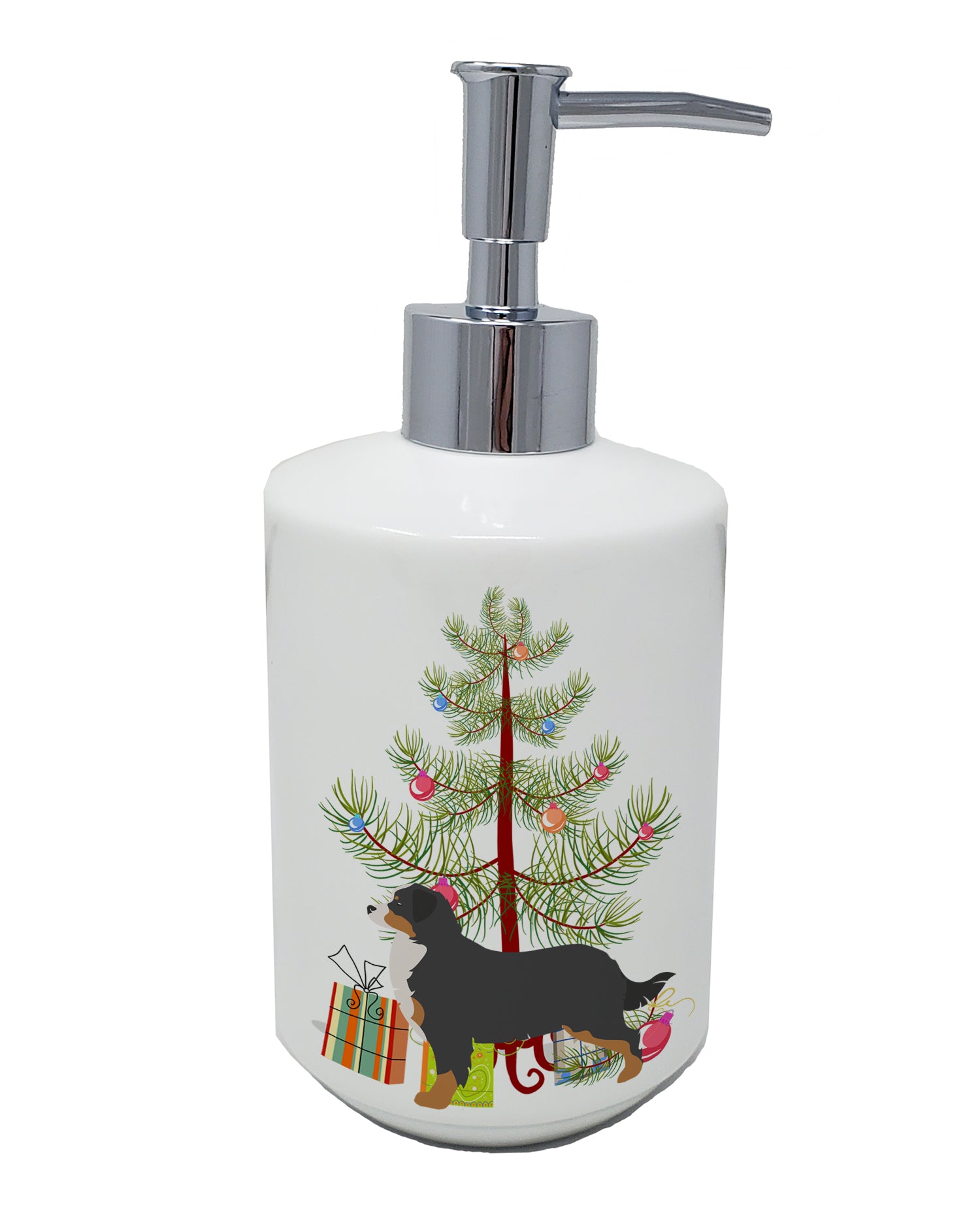 Buy this Bernese Mountain Dog Merry Christmas Tree Ceramic Soap Dispenser