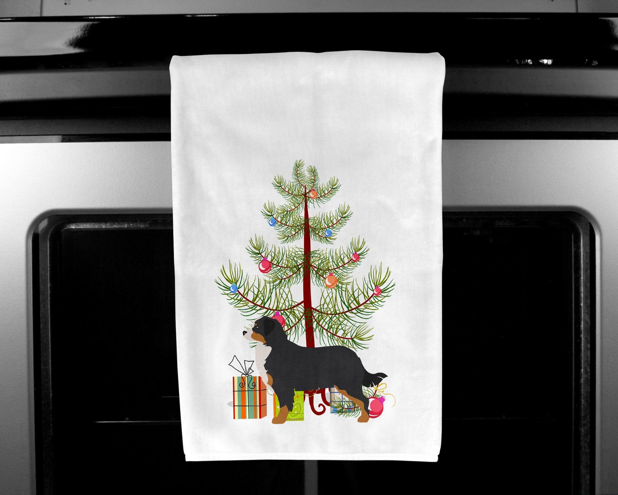 Bernese Mountain Dog Merry Christmas Tree White Kitchen Towel Set of 2 BB2937WTKT by Caroline's Treasures
