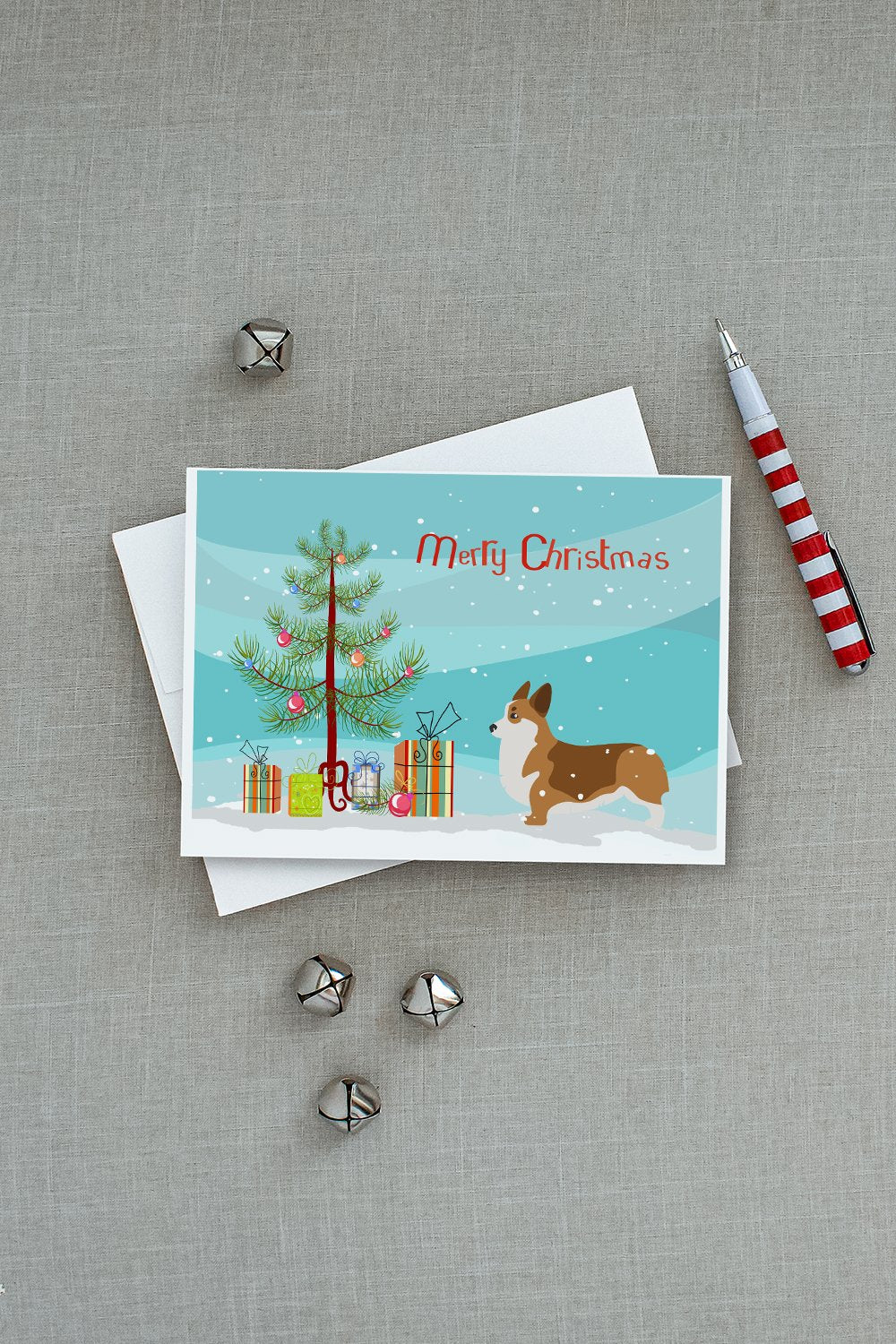 Corgi Merry Christmas Tree Greeting Cards and Envelopes Pack of 8 - the-store.com