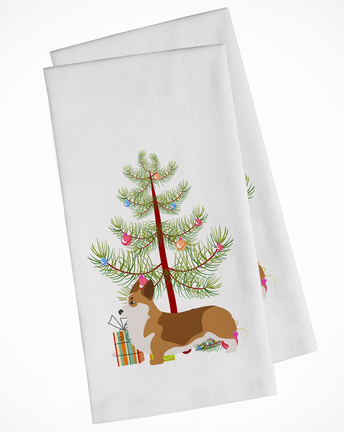Corgi Merry Christmas Tree White Kitchen Towel Set of 2 BB2938WTKT by Caroline&#39;s Treasures