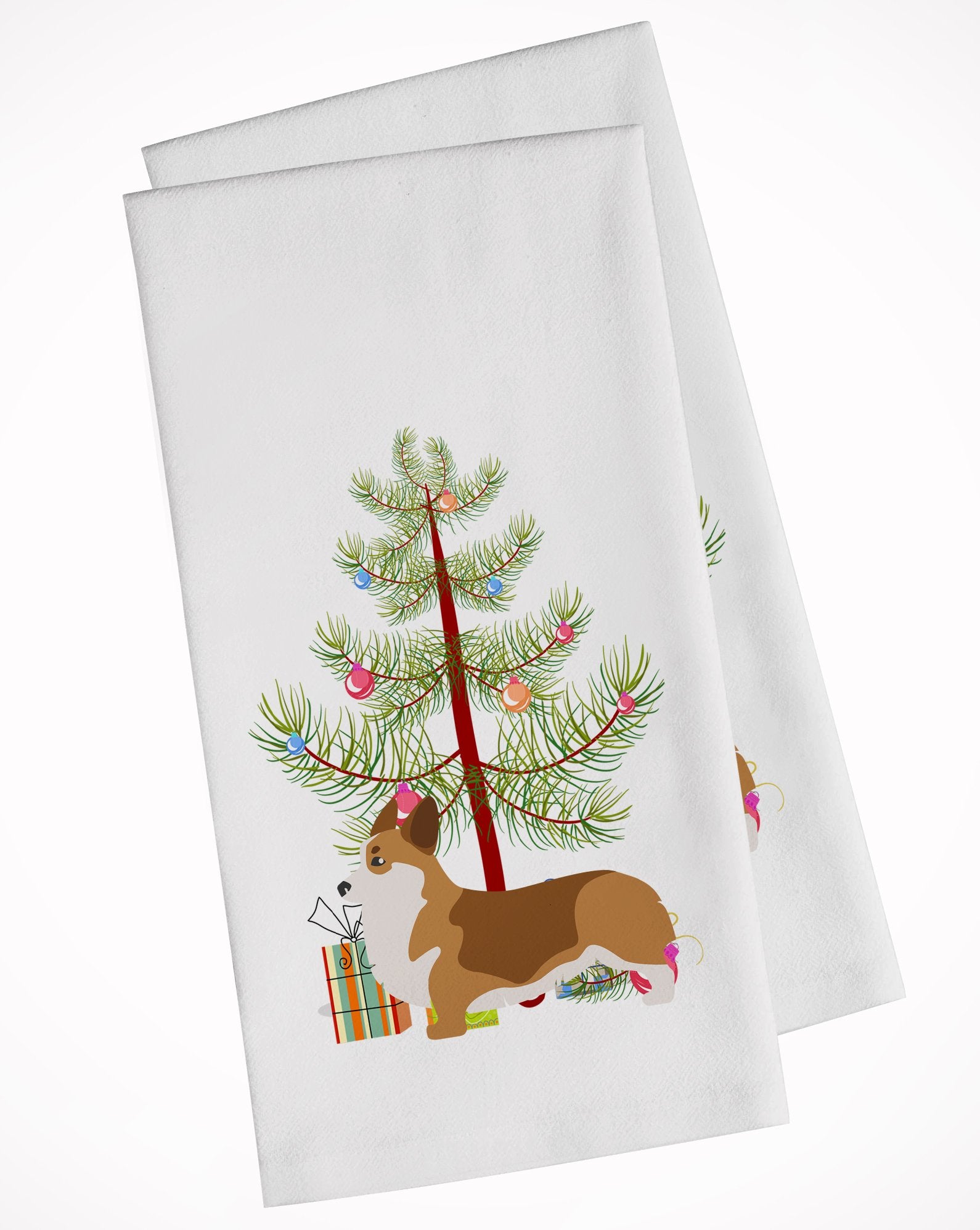 Corgi Merry Christmas Tree White Kitchen Towel Set of 2 BB2938WTKT by Caroline's Treasures