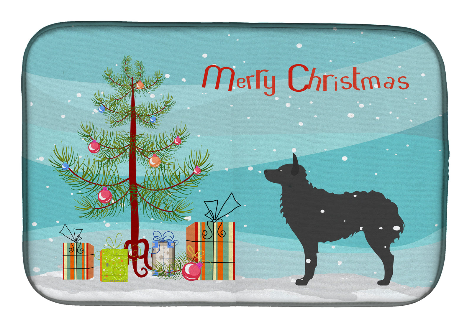 Croatian Sheepdog Merry Christmas Tree Dish Drying Mat BB2939DDM